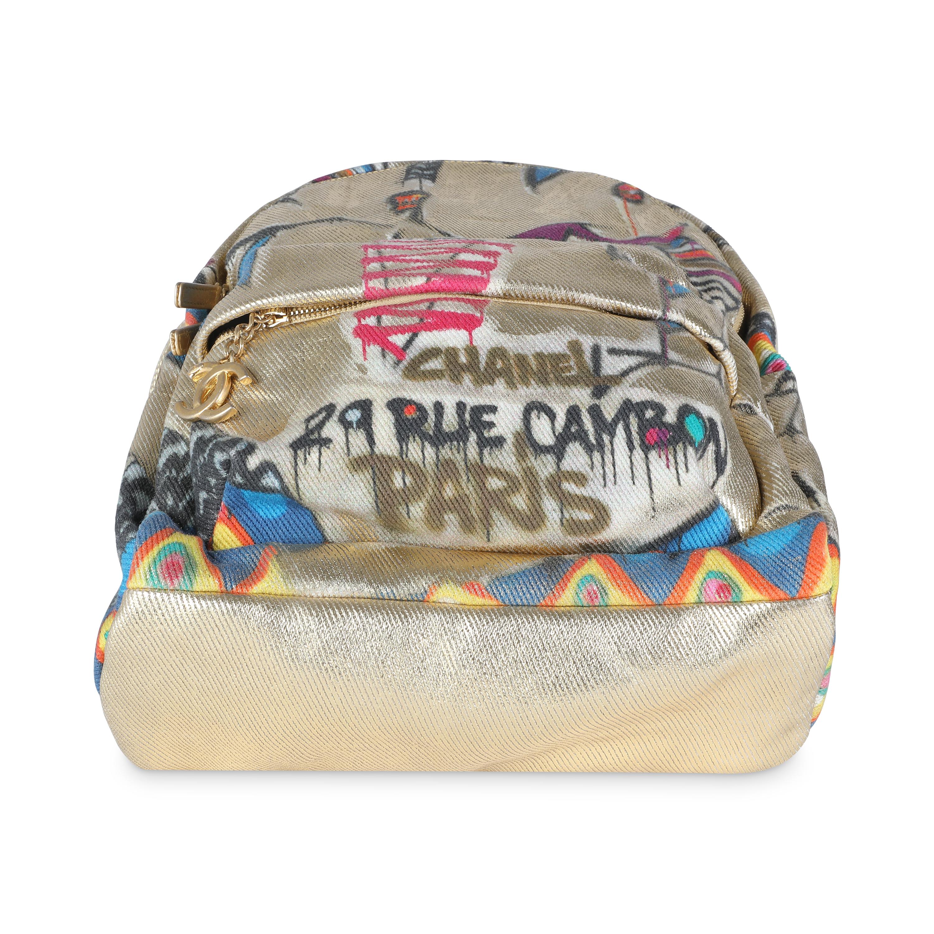 Chanel Gold Multicolor Graffiti Canvas Street Spirit Backpack 3