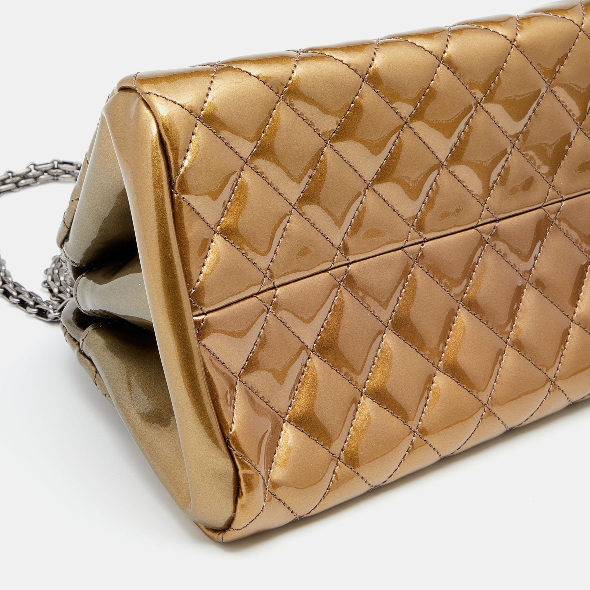 Women's Chanel Gold Ombre Quilted Patent Leather Just Mademoiselle Bowler Bag