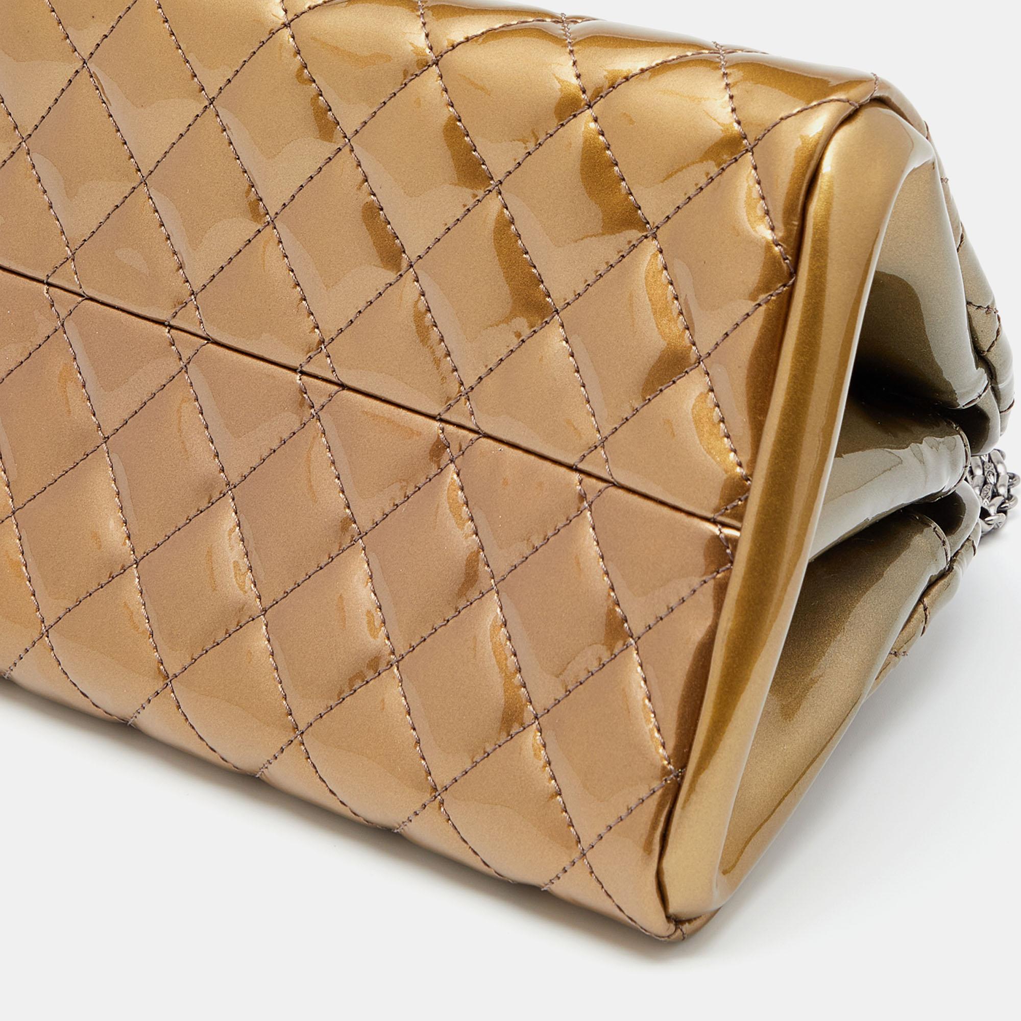 Chanel Gold Ombre Quilted Patent Leather Just Mademoiselle Bowler Bag 1