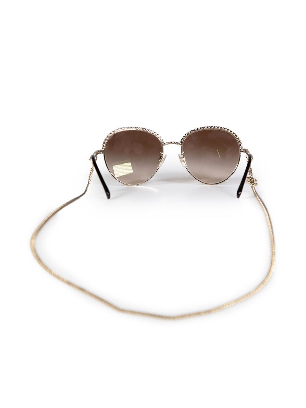 Chanel Gold Pantos Chained Sunglasses In Excellent Condition In London, GB