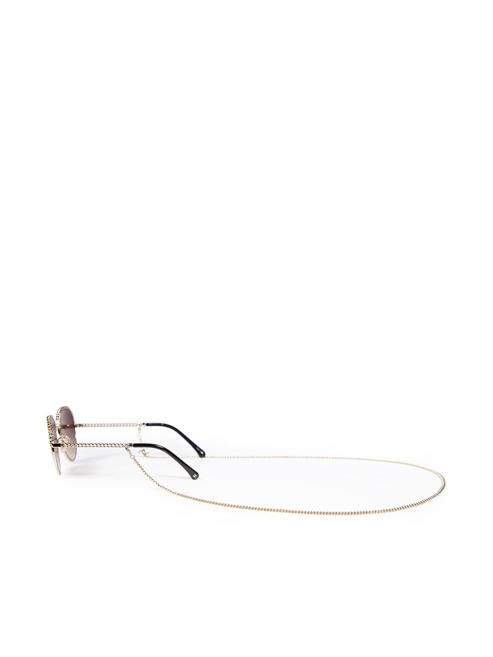 Women's Chanel Gold Pantos Chained Sunglasses