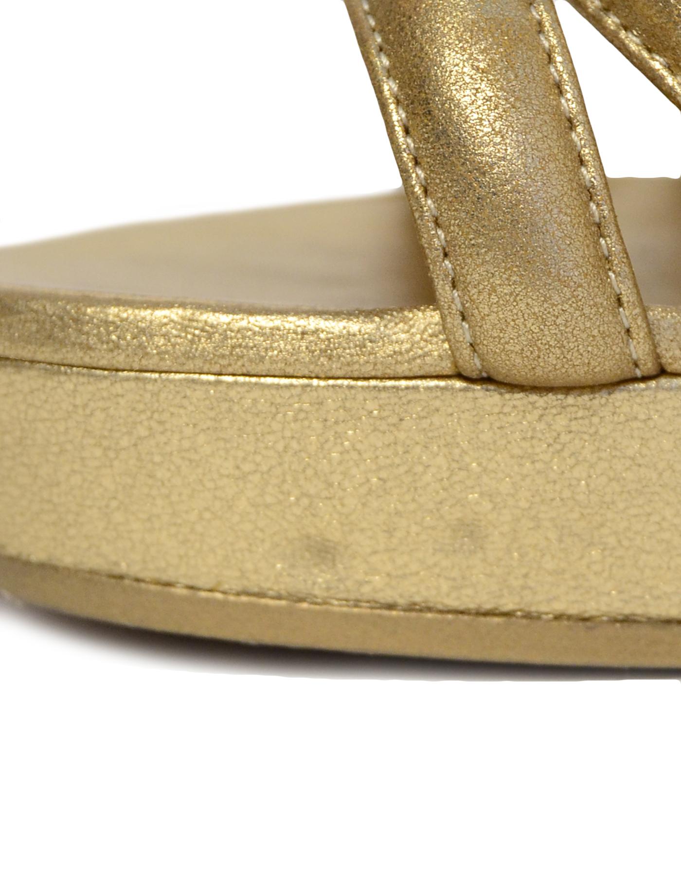 Chanel Gold Parthenon Grecian Column Platform Sandals sz 38 1