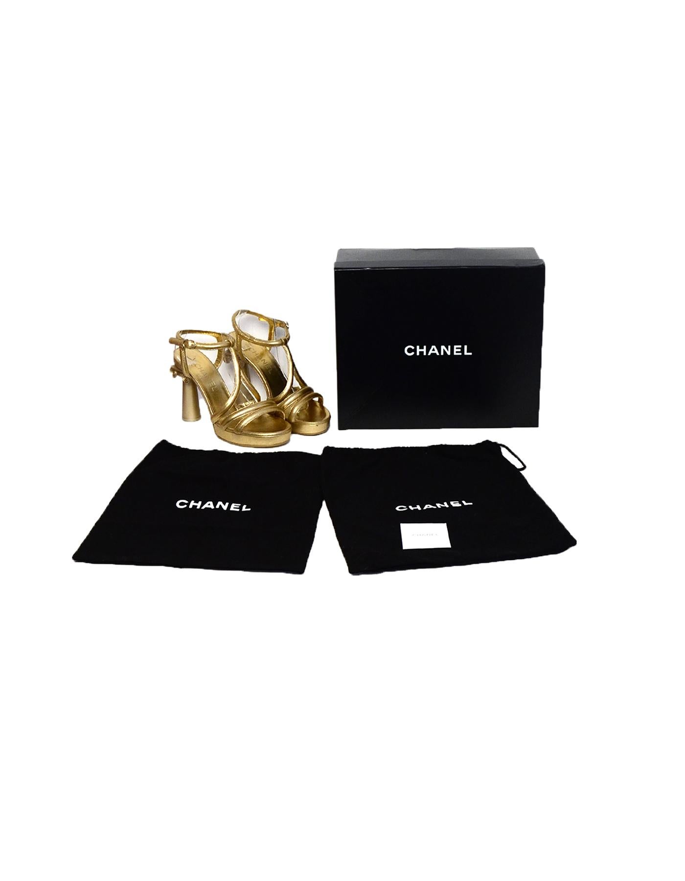 Chanel Gold Parthenon Grecian Column Platform Sandals sz 38 1