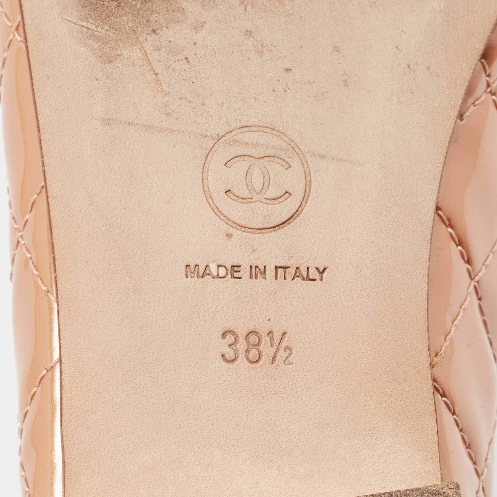 Chanel Gold Patent CC Cap Toe Ballet Flats Size 38.5 4