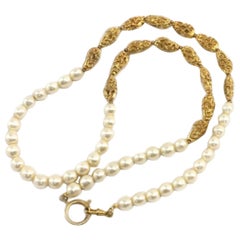 Chanel Gold Pearl 213417 Necklace