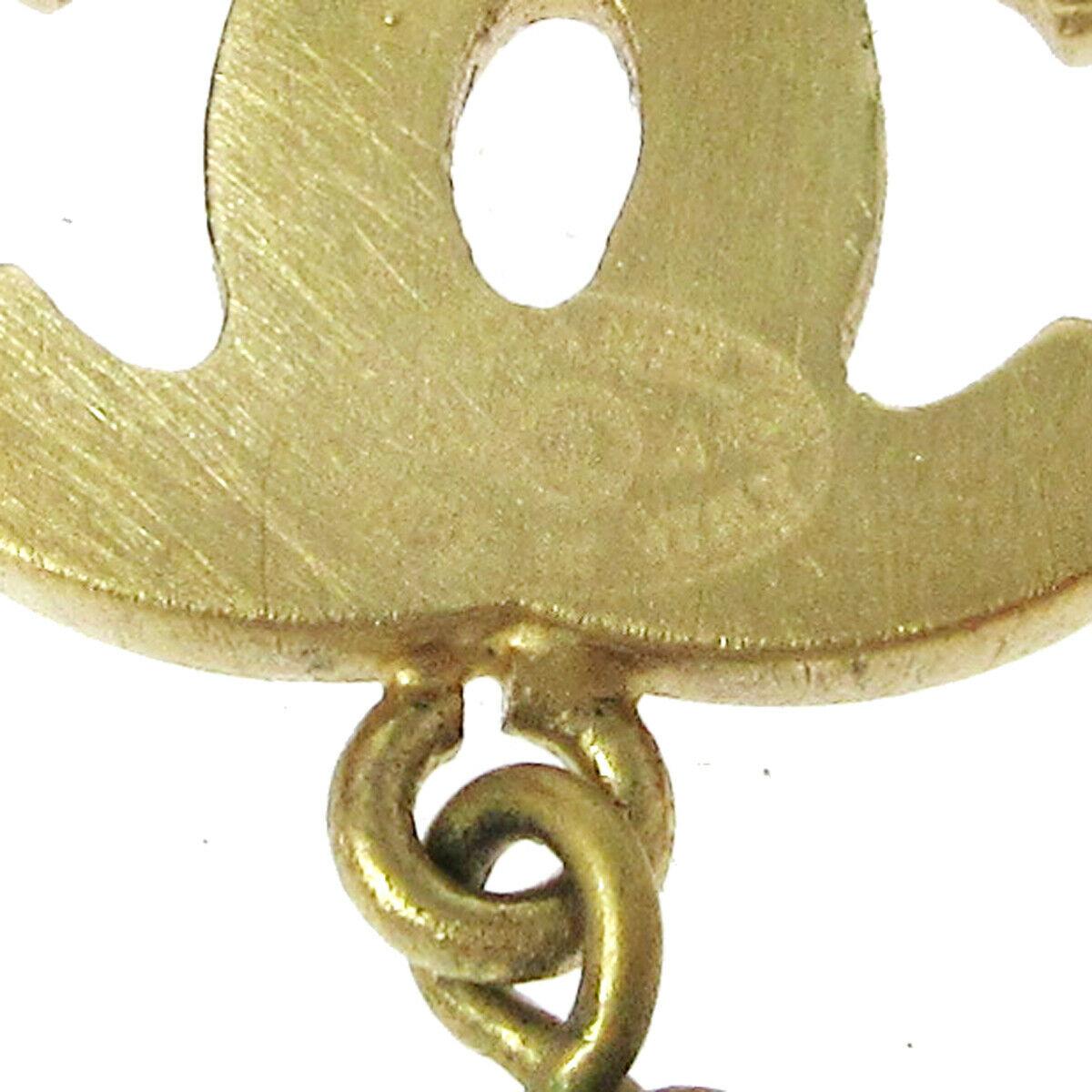 Women's Chanel Gold Pearl Charm CC Small Pierced Evening Dangle Drop Earrings