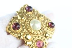 Chanel Gold Pearl Gripoix Stone 8cz1012 Brooch/Pin