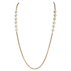 Retro Chanel Gold Pearl Station Necklace