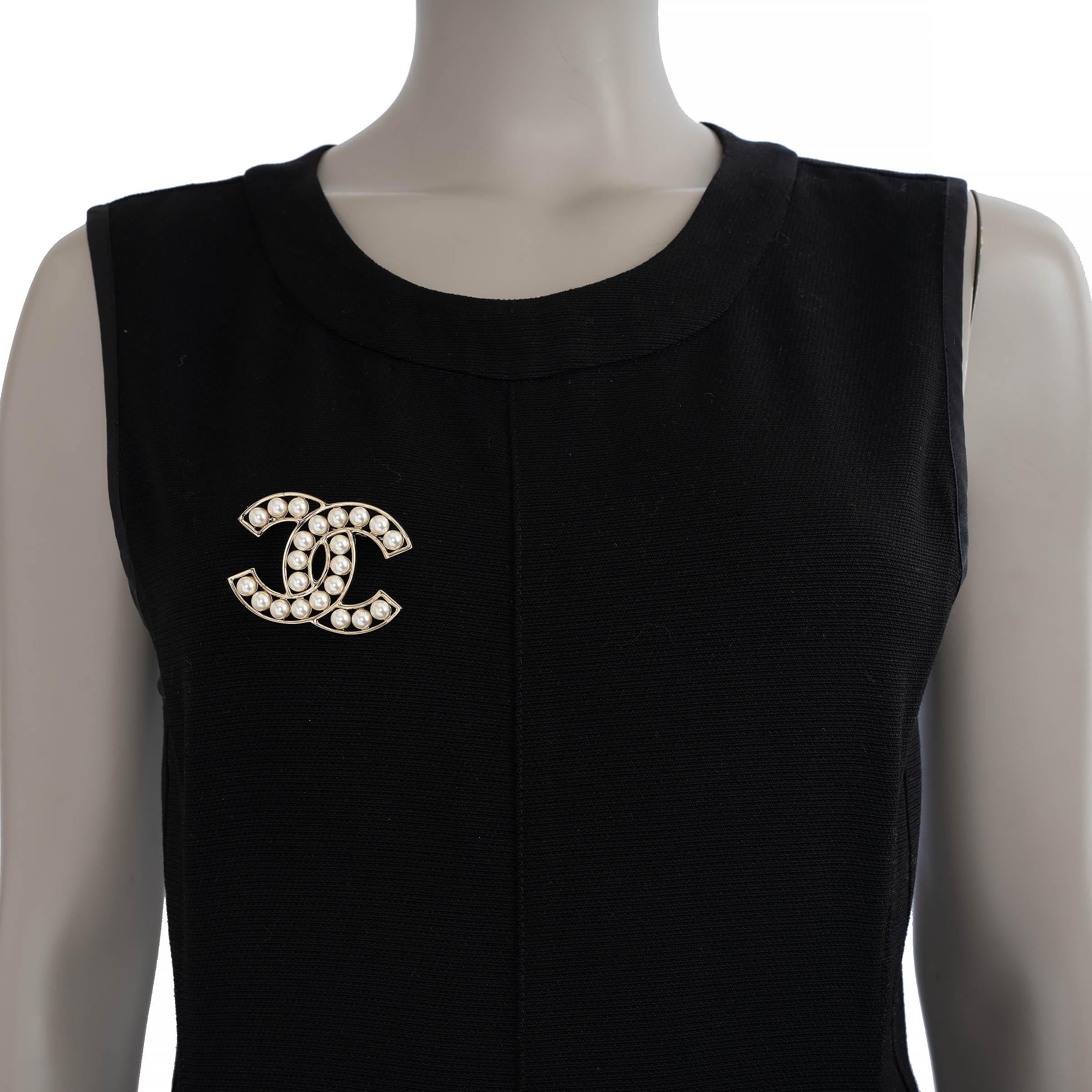 CHANEL Broche CC REV PEARL or et blanc poire 1