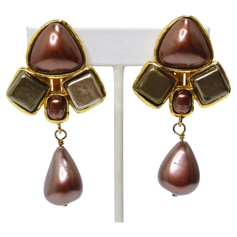 CHAINE 3 DIAMOND DROP PINK GOLD EARRINGS