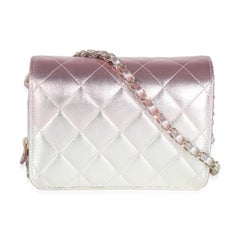Chanel Gold Pink Ombre Metallic Lambskin Like A Wallet Flap Bag