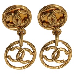 Chanel Gold-Plated  1993 CC Drop Earrings