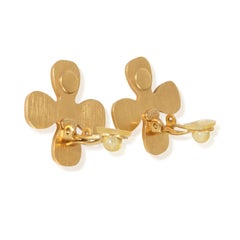 Chanel Gold-Plated  2001 Clover Earrings