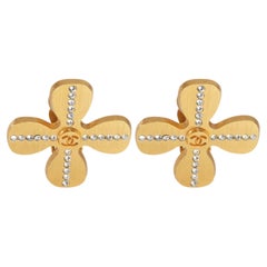 Chanel Gold-Plated  2001 Clover Earrings