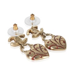 Chanel Gold-Plated  2009 Red Enamel CC Heart Earrings