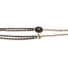 Chanel Vergoldet  2016 Leder & Kette A Link CC Halskette
