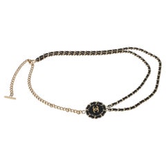 Chanel Vergoldet  2016 Leder & Kette A Link CC Halskette