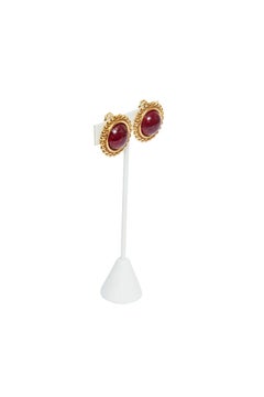 Chanel Gold Plated And Red Gripoix Clip On Earrings