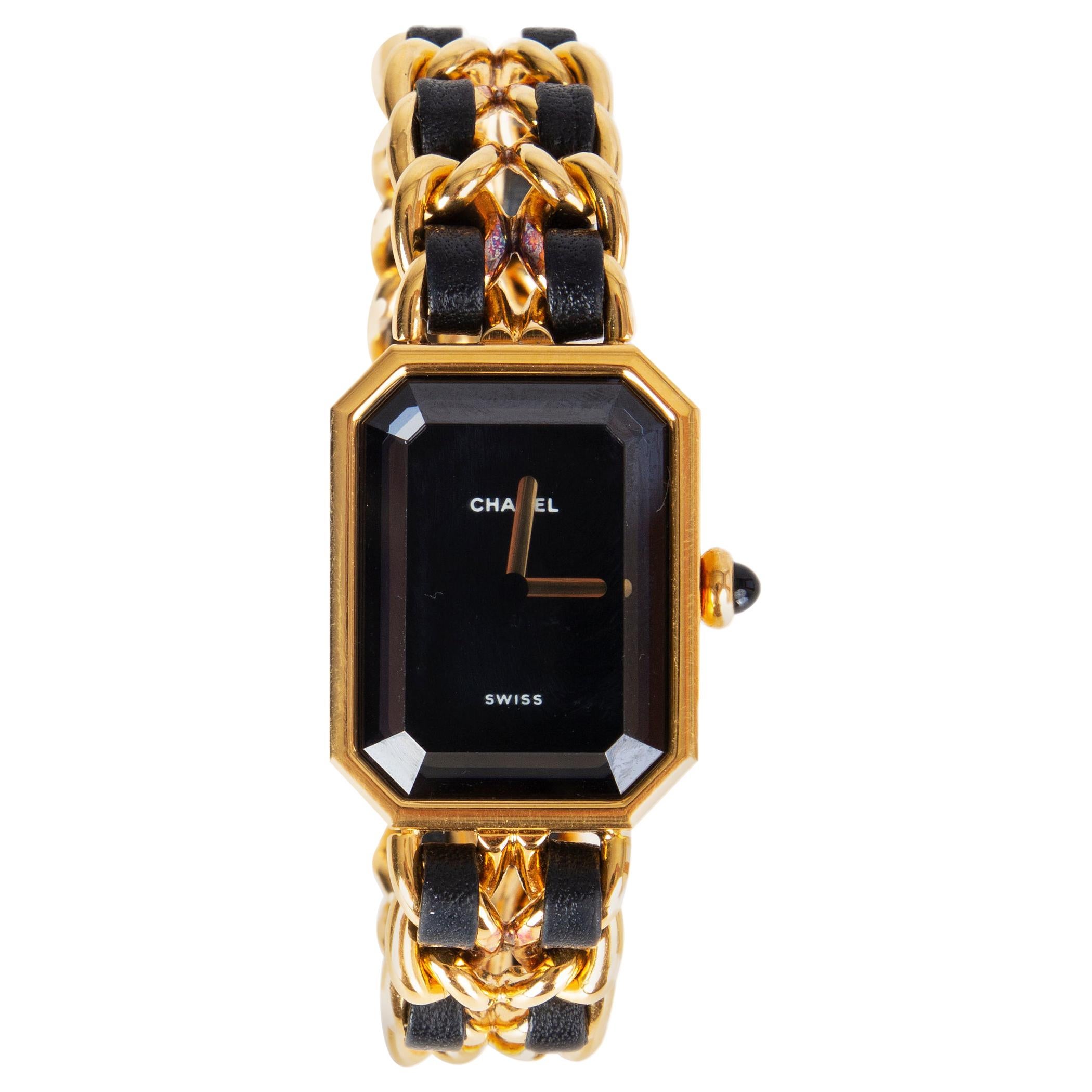 Chanel gold-plated & black PREMIERE Chain Watch