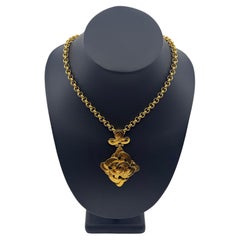 CHANEL Gold Plated CC Pendant Chain Necklace, 1997