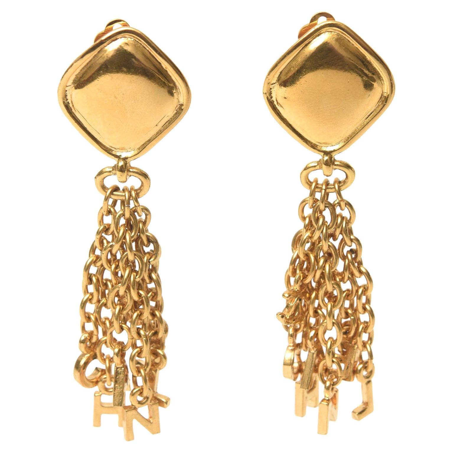 Vintage Chanel Dangle Earrings 101 For Sale at 1stdibs