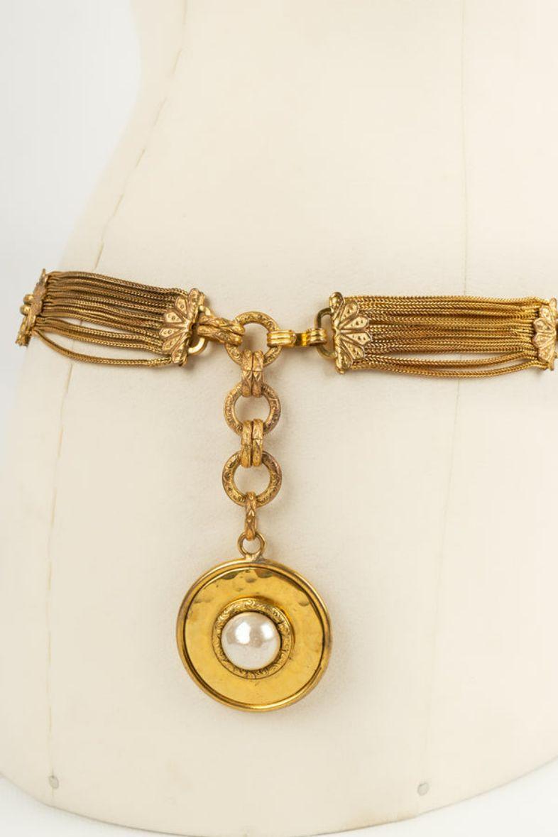 Chanel Gold-Plated Metal and Mother-of-Pearl Cabochon Jewel Belt For Sale 2