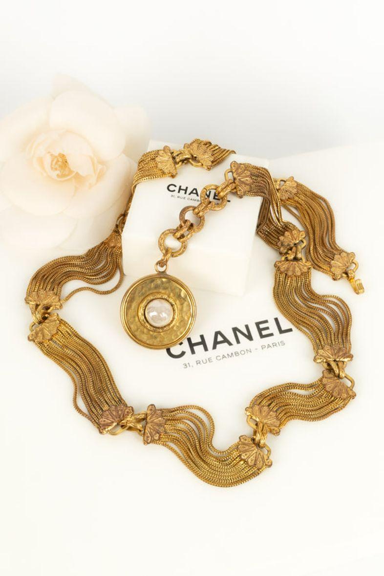 Chanel Gold-Plated Metal and Mother-of-Pearl Cabochon Jewel Belt For Sale 4