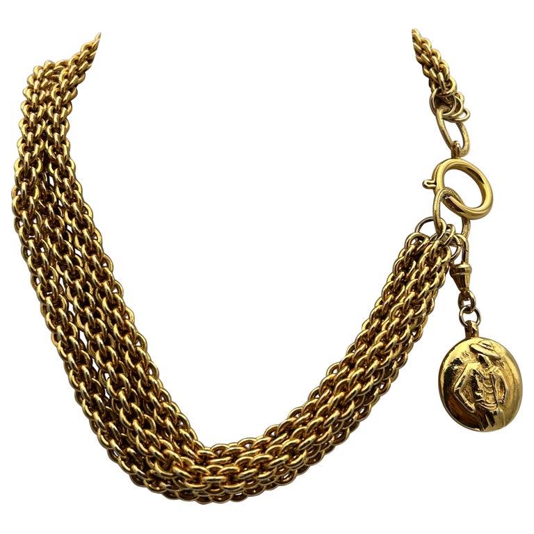 CHANEL Gold-Tone Coin Medallion Layered Necklace Vintage Chanel Medallion Choker Necklace, Gold Plated, Made  main image 4