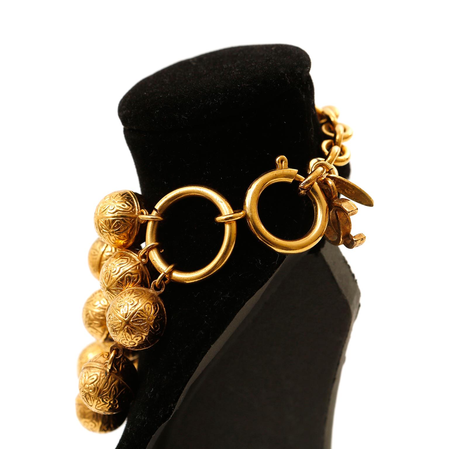 Women's Chanel Gold Plated Triple Strand Vintage Bracelet For Sale