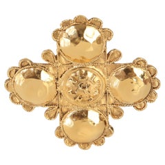 Chanel Vergoldet Vintage 1980's Kreuz Brosche