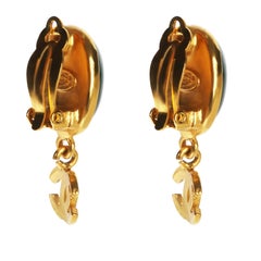 Chanel Gold-Plated Vintage 1995 Gripoix CC Earrings