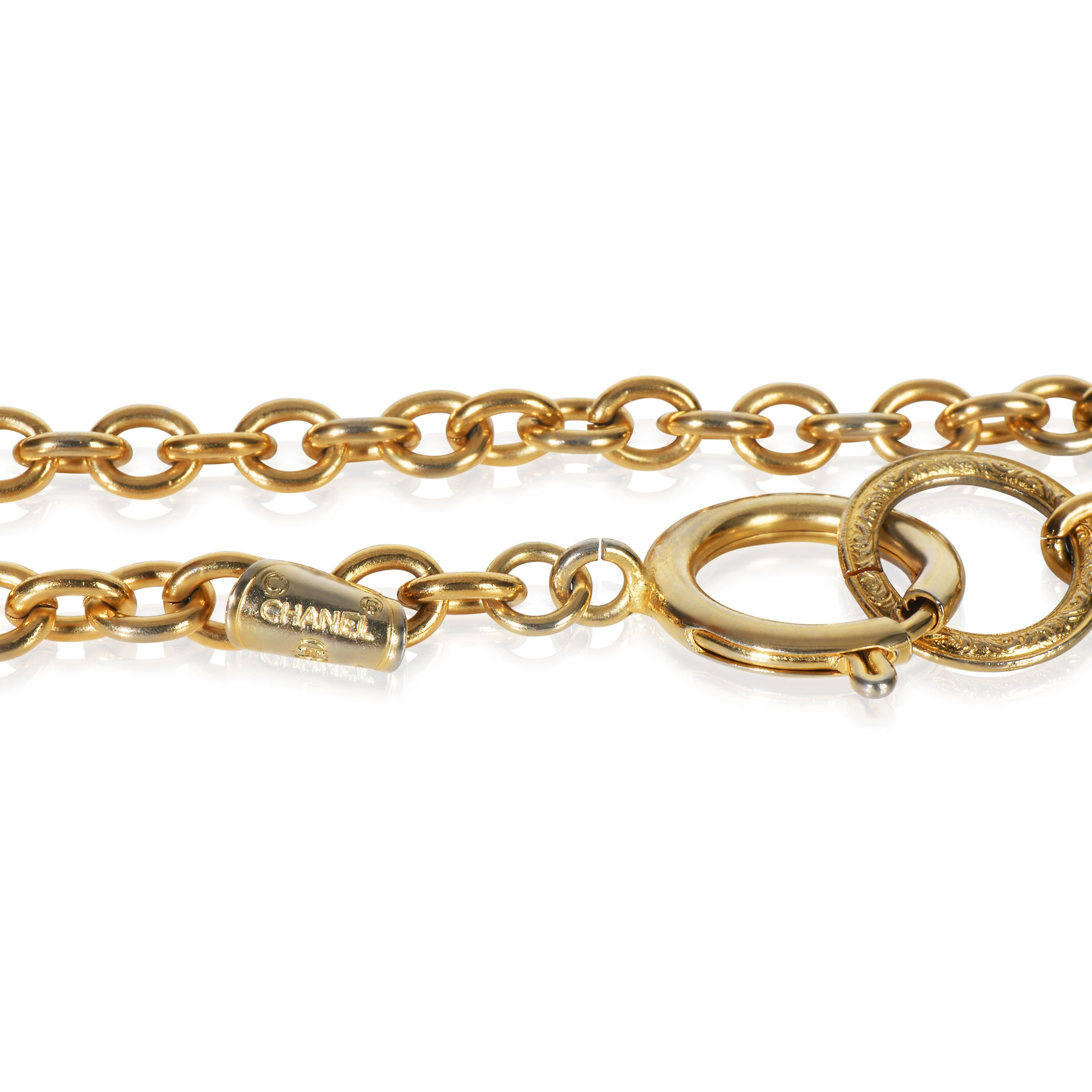 Chanel Vergoldete Vintage CC Medaillon Station Halskette im Zustand „Hervorragend“ im Angebot in New York, NY