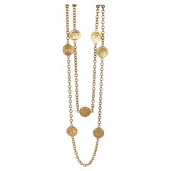 Chanel Gold-Plated Vintage CC Medallion Station Necklace