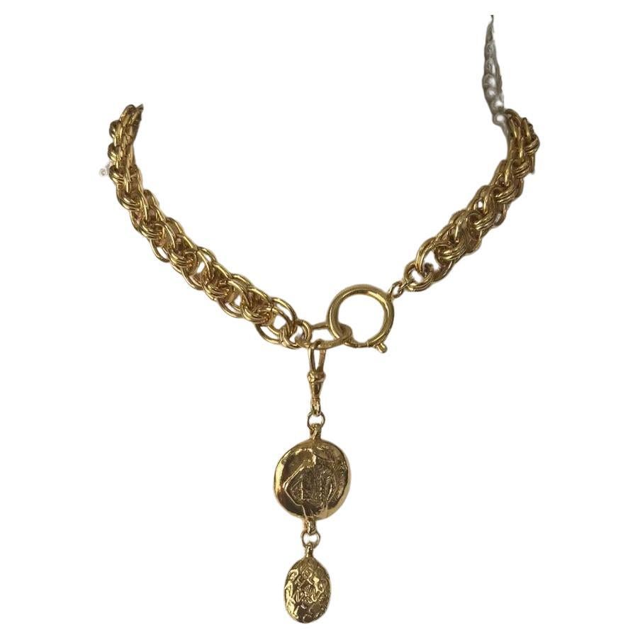 Chanel Gold Plated Vintage Coco Mademoiselle Necklace, Circa 1970s-1980s