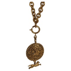 Chanel Gold-Plated Vintage Horse Medallion Necklace