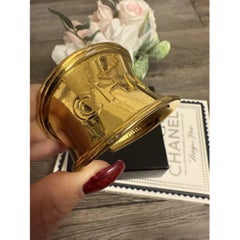 Chanel Gold Plated Vintage Logo Cuff Bracelet