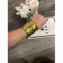 Chanel Gold Plated Vintage Quilted CC Cuff Bracelet