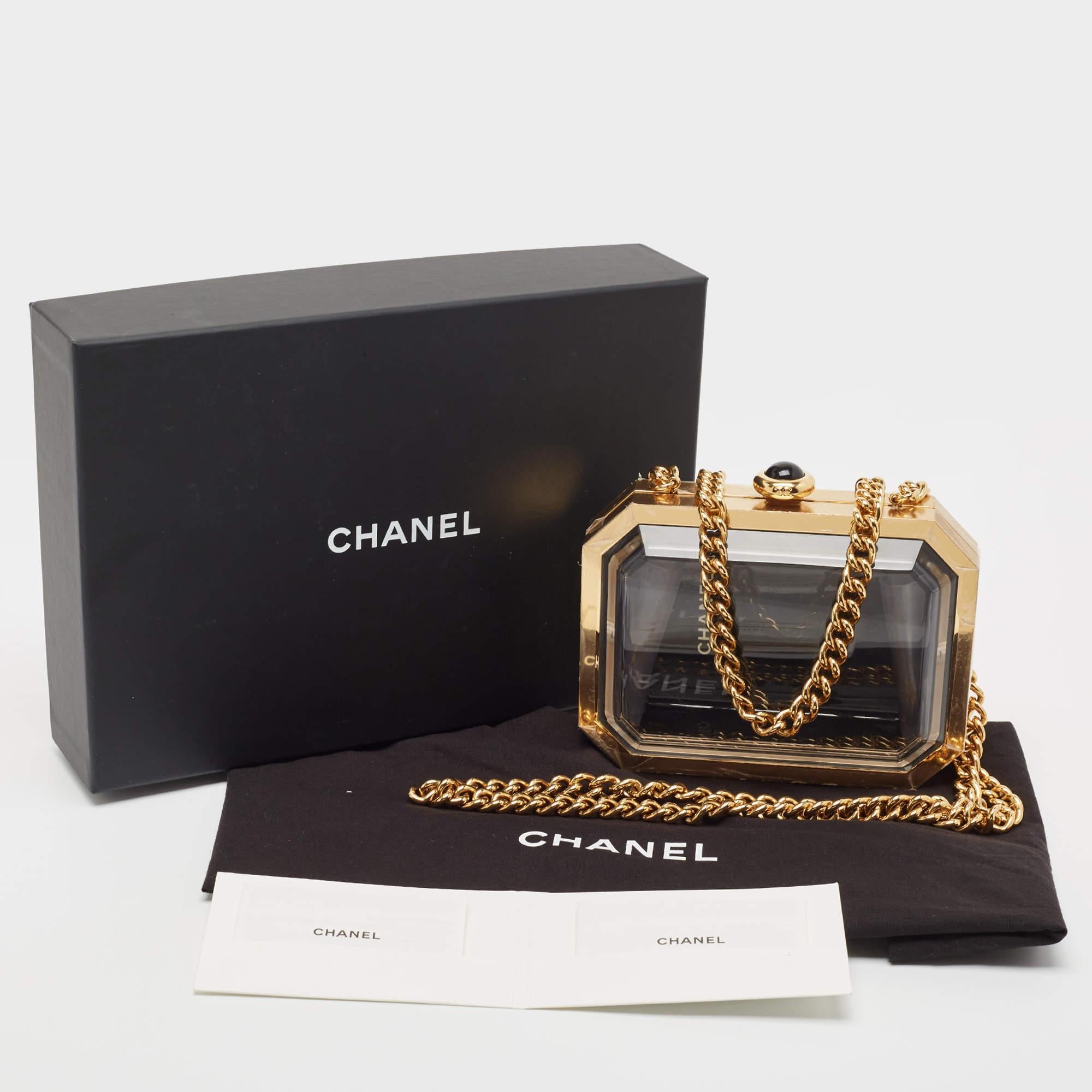 Chanel Gold Premiere Plexiglass Minaudiere Clutch Bag For Sale 8