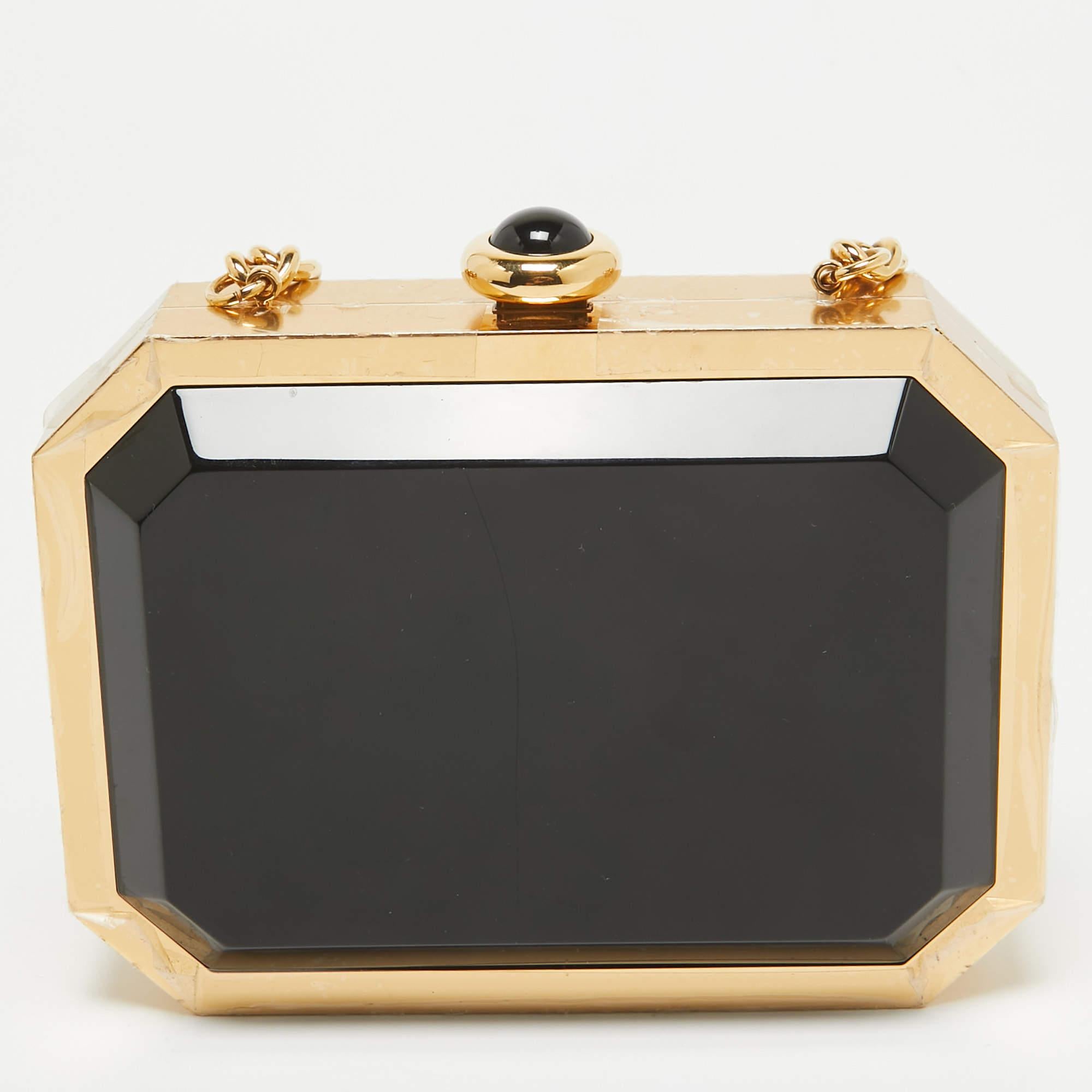 Chanel Gold Premiere Plexiglass Minaudiere Clutch Bag In Excellent Condition For Sale In Dubai, Al Qouz 2