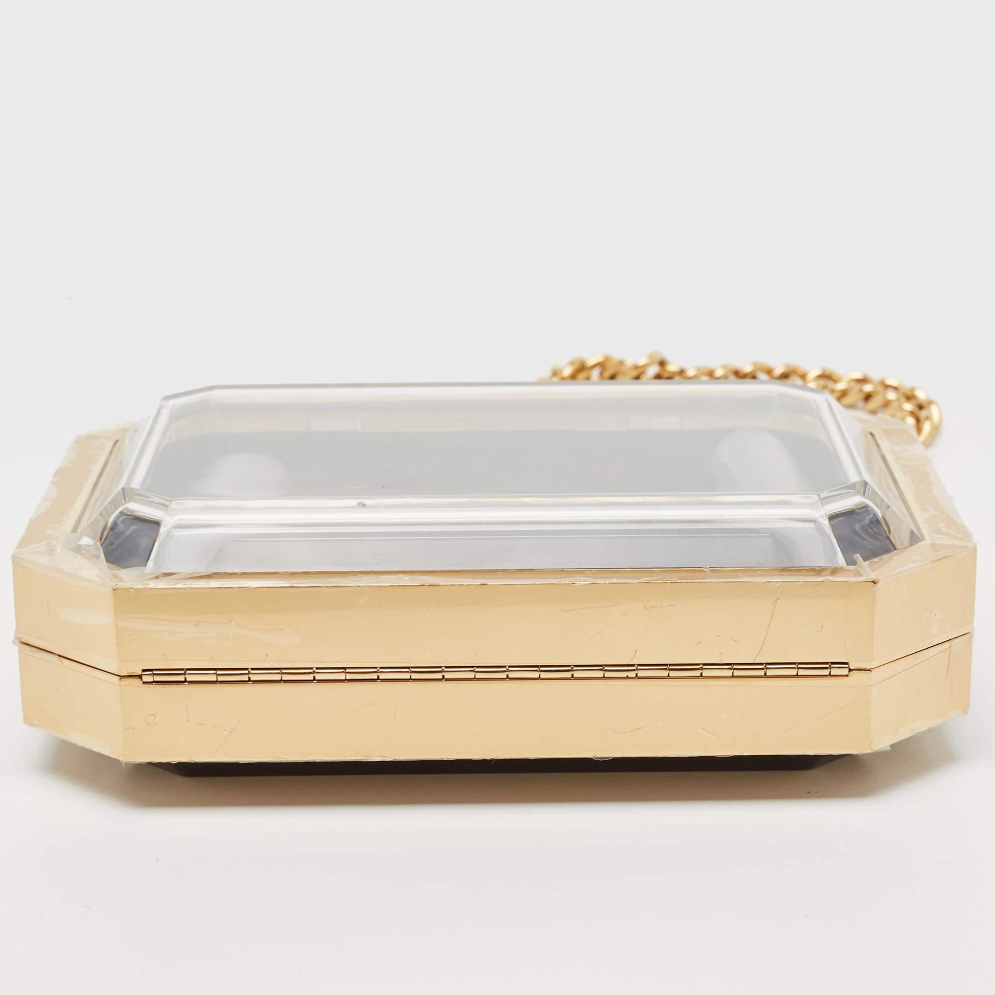Chanel Gold Premiere Plexiglass Minaudiere Clutch Bag For Sale 1