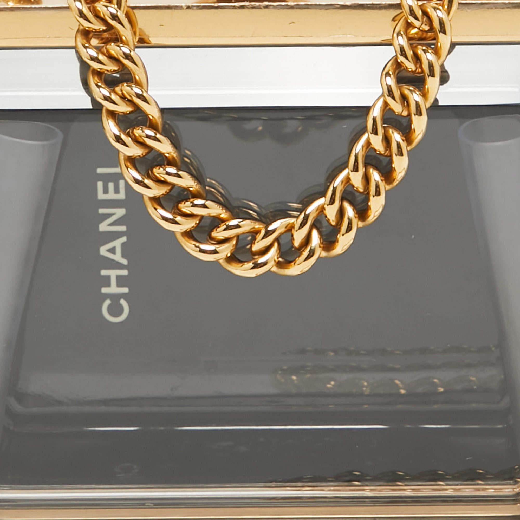 Chanel Gold Premiere Plexiglass Minaudiere Clutch Bag For Sale 1