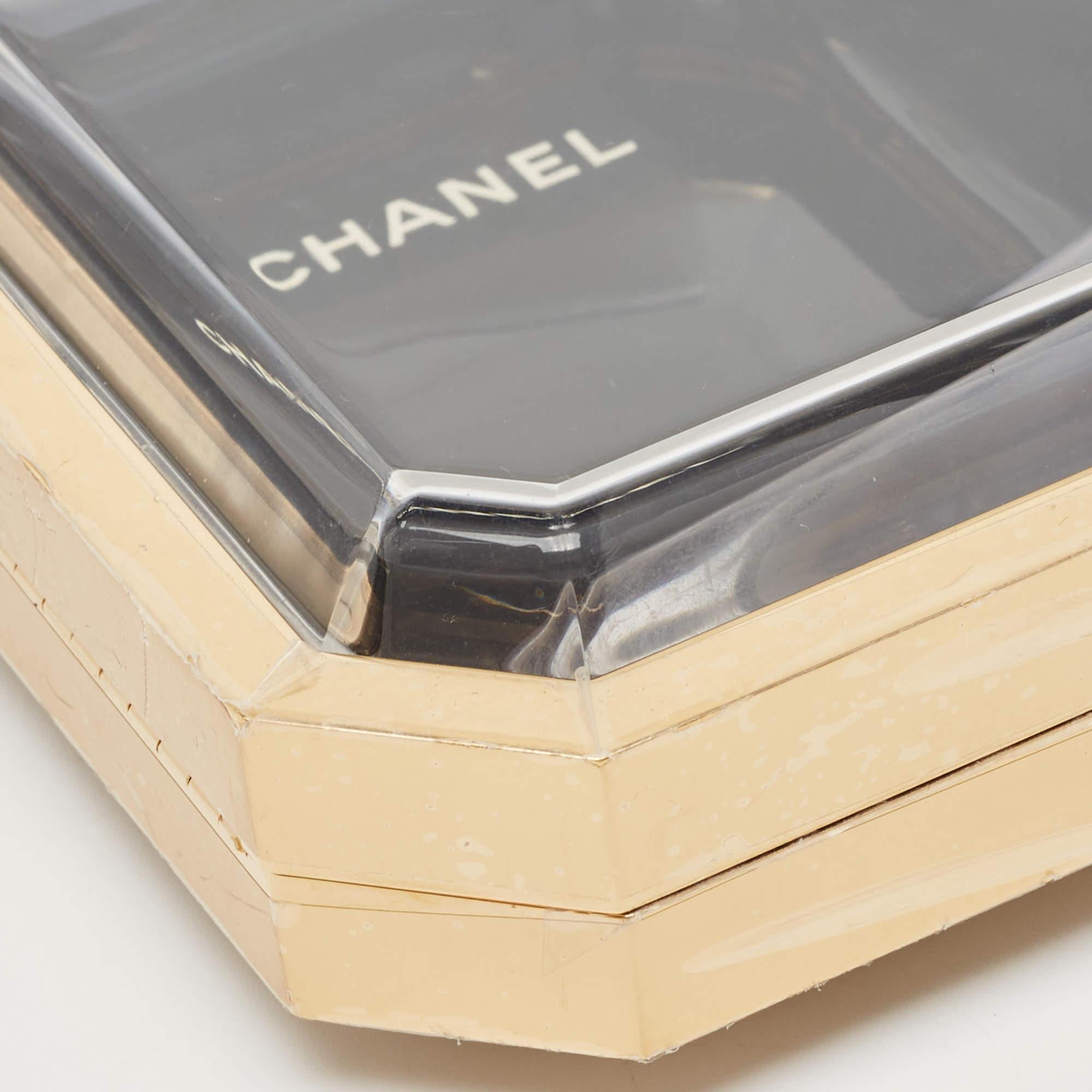 Chanel Gold Premiere Plexiglass Minaudiere Clutch Bag For Sale 4