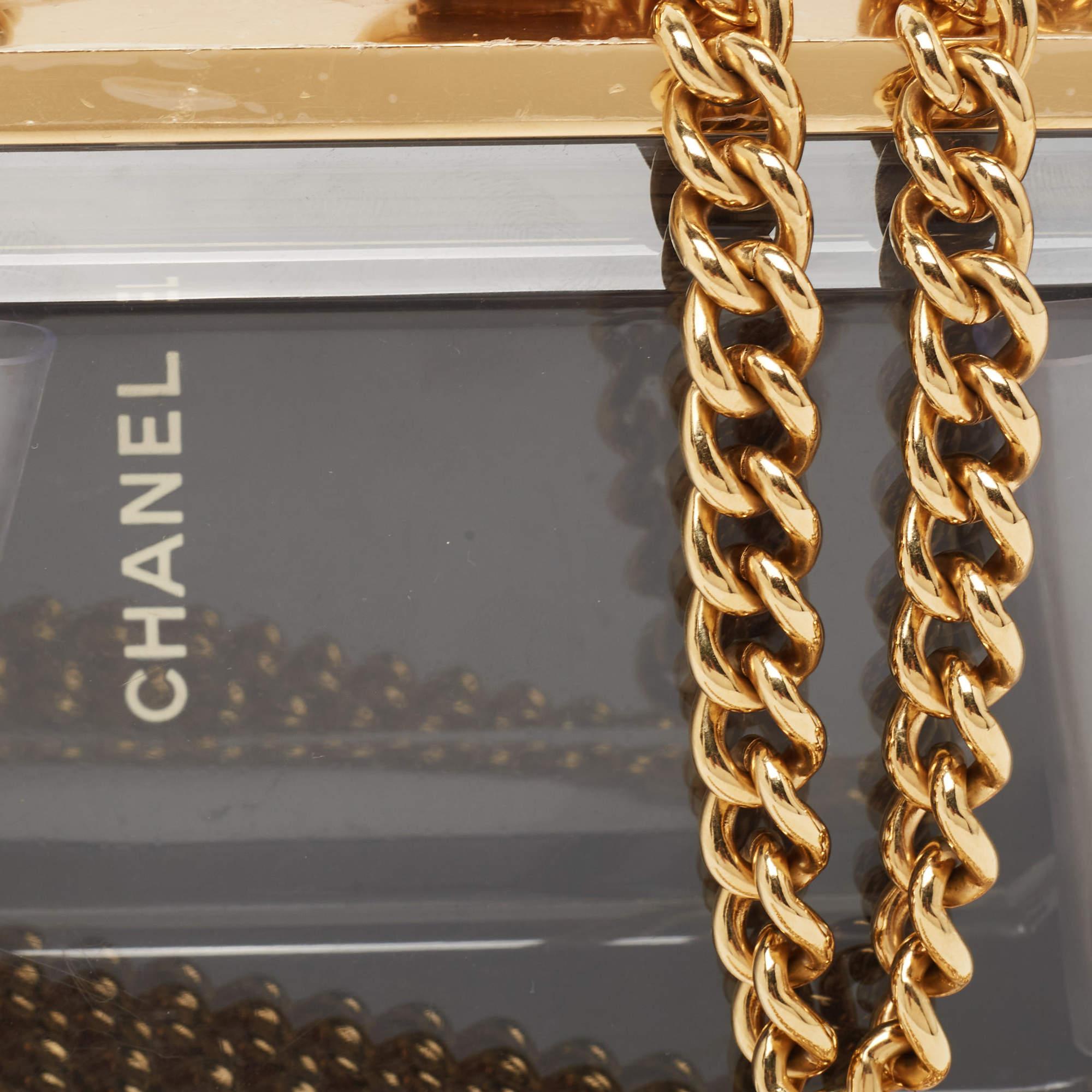 Chanel pochette Minaudière Premiere en plexiglas doré en vente 5