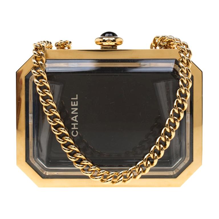 Chanel Gold Premiere Plexiglass Minaudiere Clutch Bag