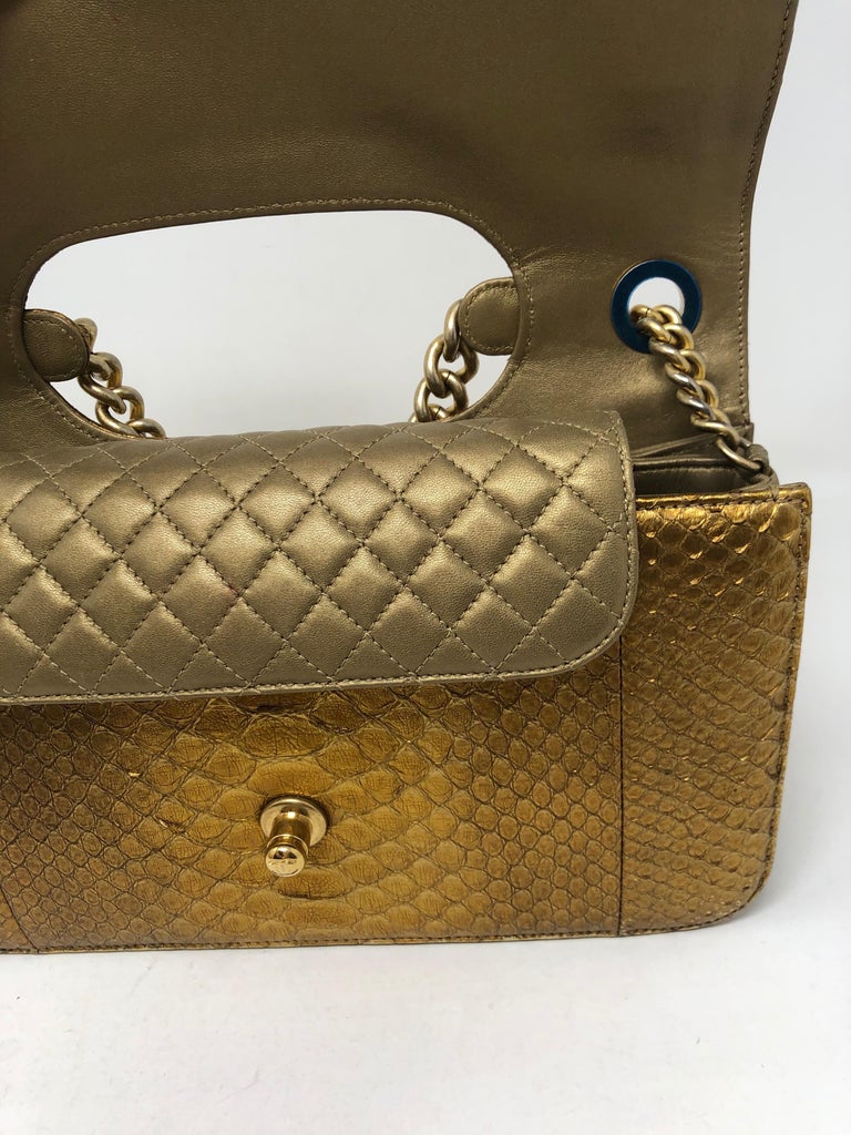 Chanel Gold Python Flap Bag at 1stDibs