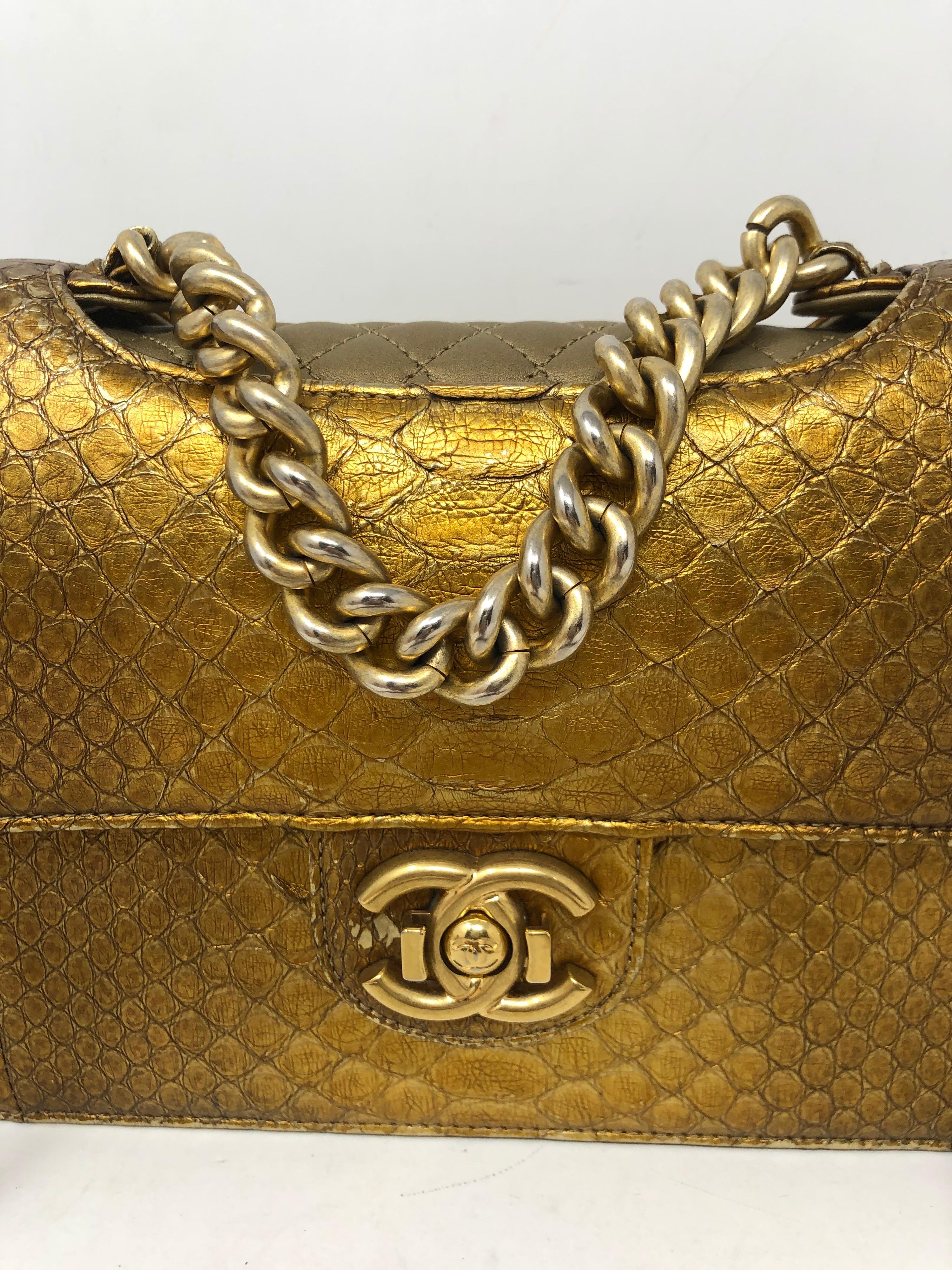 chanel gold python bag