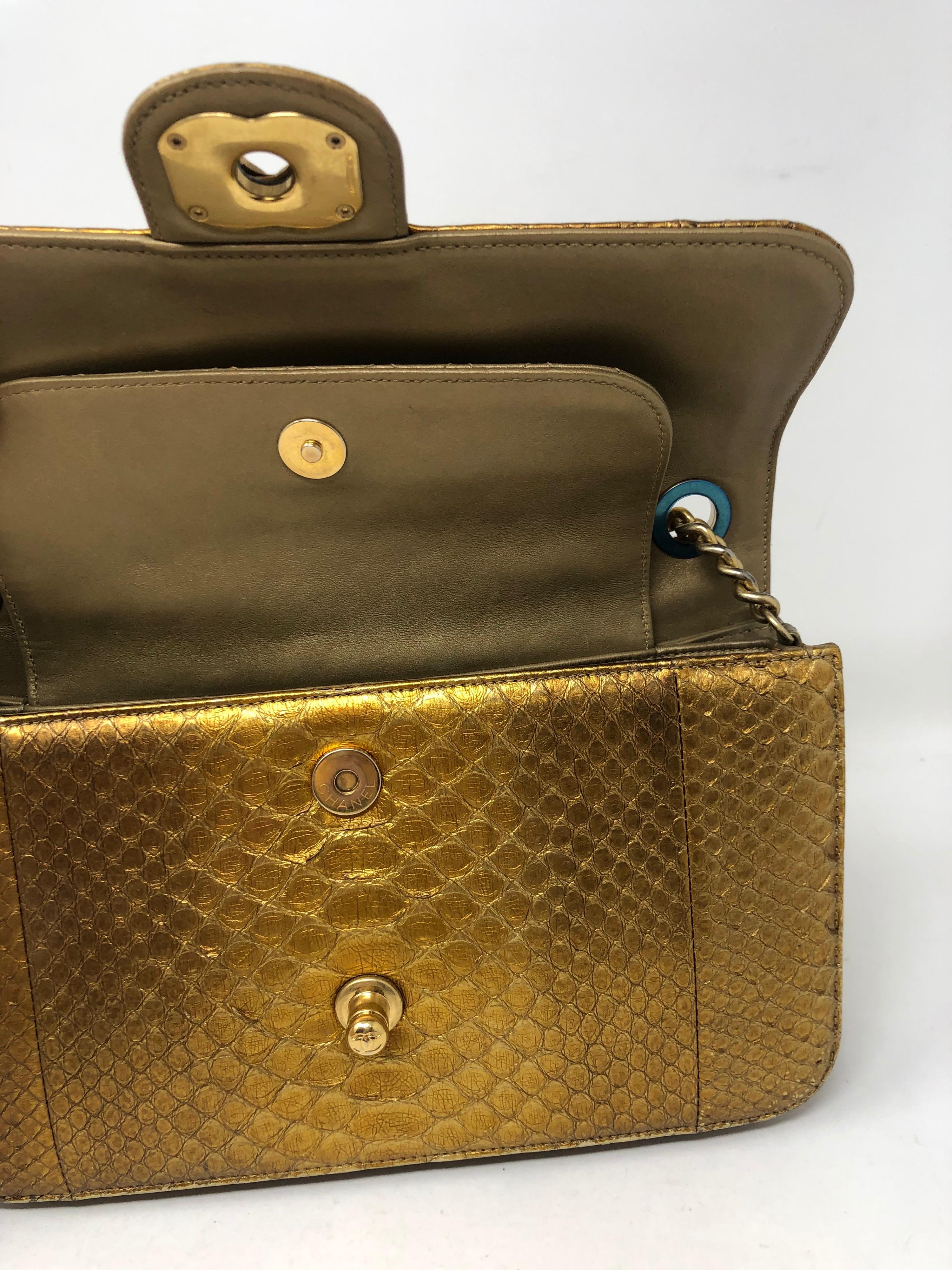 Brown Chanel Gold Python Flap Bag