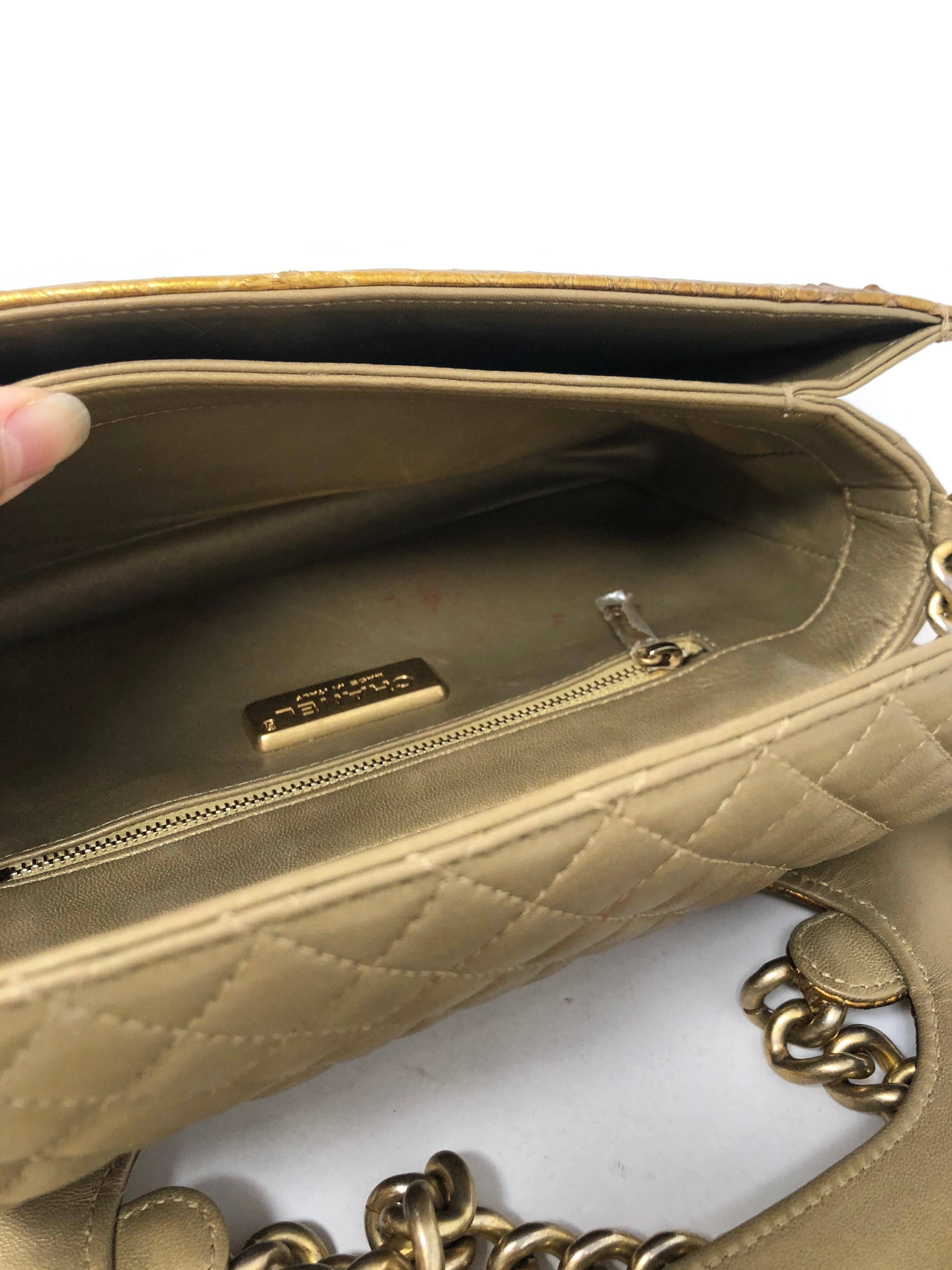 Women's or Men's Chanel Gold Python Flap Bag