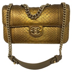 Chanel Gold Python Klappe Tasche