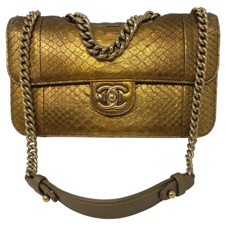 Chanel Gold Python Flap Bag